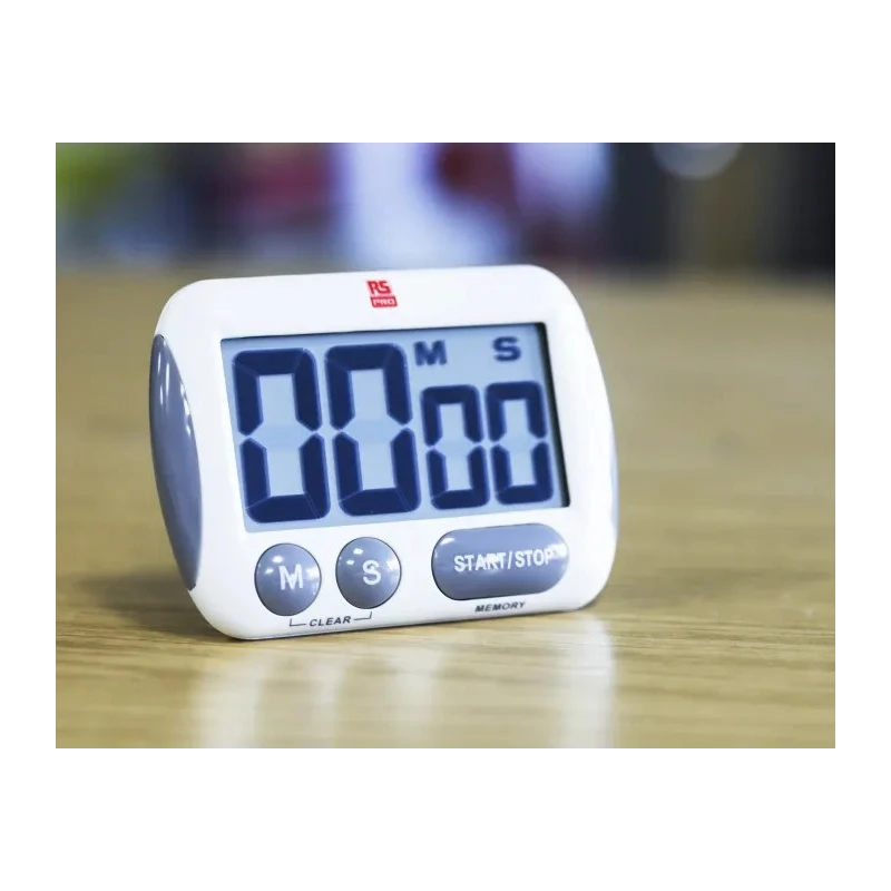 RS PRO White Digital Timer Battery Powered Digital Desktop Jumbo LCD Timer 557-610