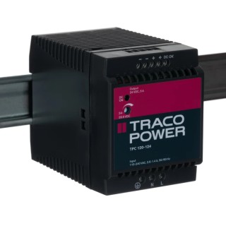TRACOPOWER Switched Mode DIN Rail Power Supply 120W, AC/DC Input 85–264V AC or 90–375V DC, 56V DC 5A Output TPC 120-124