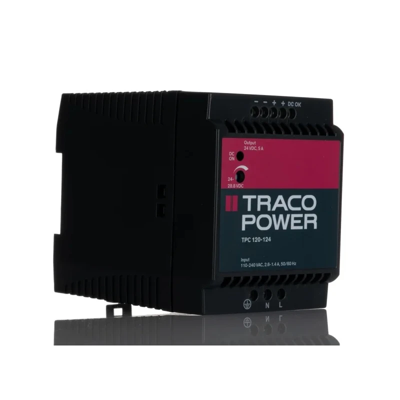 TRACOPOWER Switched Mode DIN Rail Power Supply 120W, AC/DC Input 85–264V AC or 90–375V DC, 56V DC 5A Output TPC 120-124