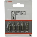 Bosch Extra Hard Torx Screwdriver Bit Set, 25 mm Length, 1/4in Hex Drive, 5-Piece 2607001768