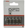 Bosch Extra Hard Torx Screwdriver Bit Set, 25 mm Length, 1/4in Hex Drive, 5-Piece 2607001768