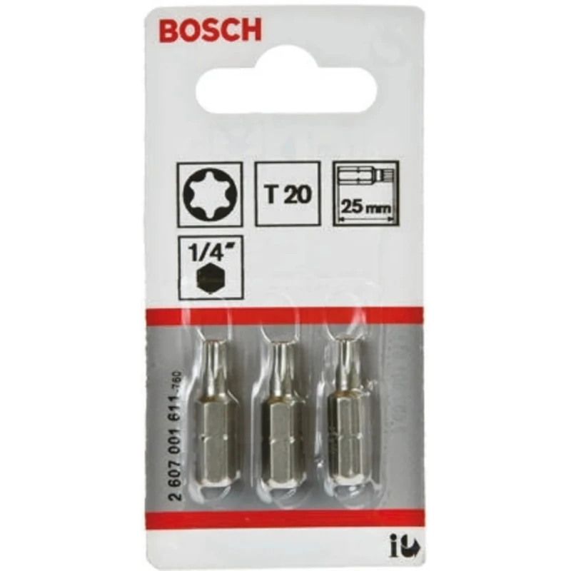 Bosch Screwdriver Bit 1/4 in Tip T20 Hex Drive 25 mm Extra Hard Star Bit 1 Piece 2607001611