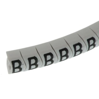 HellermannTyton Helagrip Slide-On Cable Marker, Pre-Printed "B", 2–5 mm Cable Range, White, Black Legend, PVC 901-10414