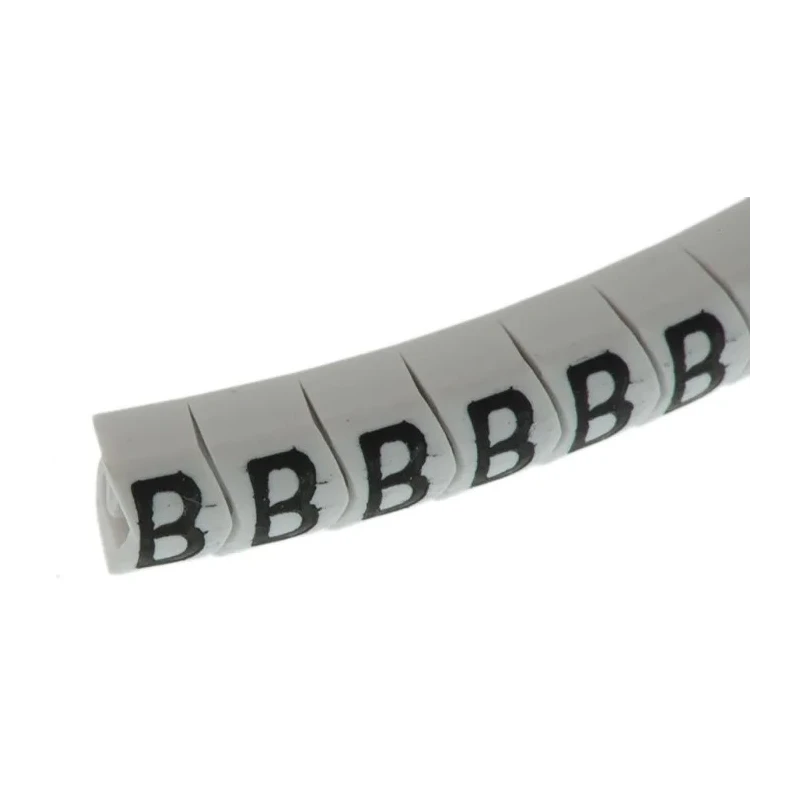 HellermannTyton Helagrip Slide-On Cable Marker, Pre-Printed "B", 2–5 mm Cable Range, White, Black Legend, PVC 901-10414