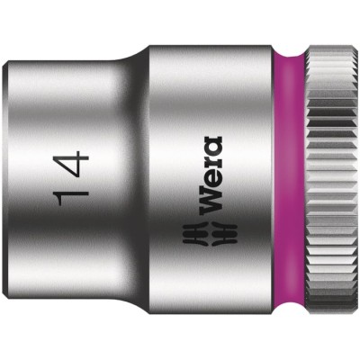 Wera Zyklop 3/8 in Drive Socket, 14 mm, 6 Point, Hex, Chrome Vanadium Steel, Chrome Plated, 29.0mm Overall Length 05003559001