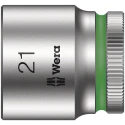 Wera 3/8 in Drive Socket 21 mm, 6 Point Hex, Chrome Vanadium Steel, 30 mm Overall Length 05003566001