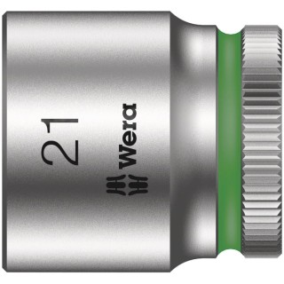 Wera 3/8 in Drive Socket 21 mm, 6 Point Hex, Chrome Vanadium Steel, 30 mm Overall Length 05003566001