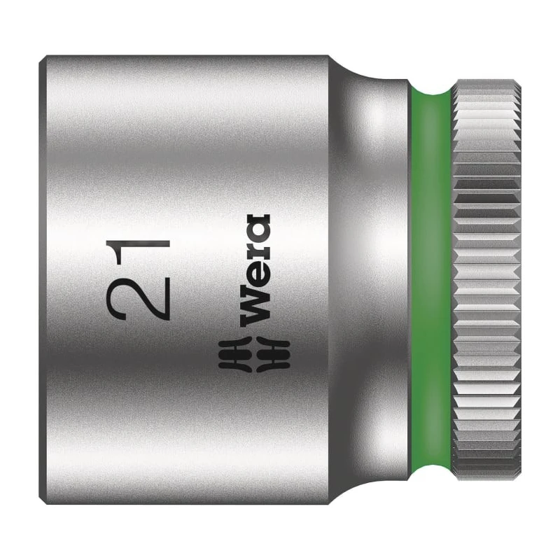 Wera 3/8 in Drive Socket 21 mm, 6 Point Hex, Chrome Vanadium Steel, 30 mm Overall Length 05003566001