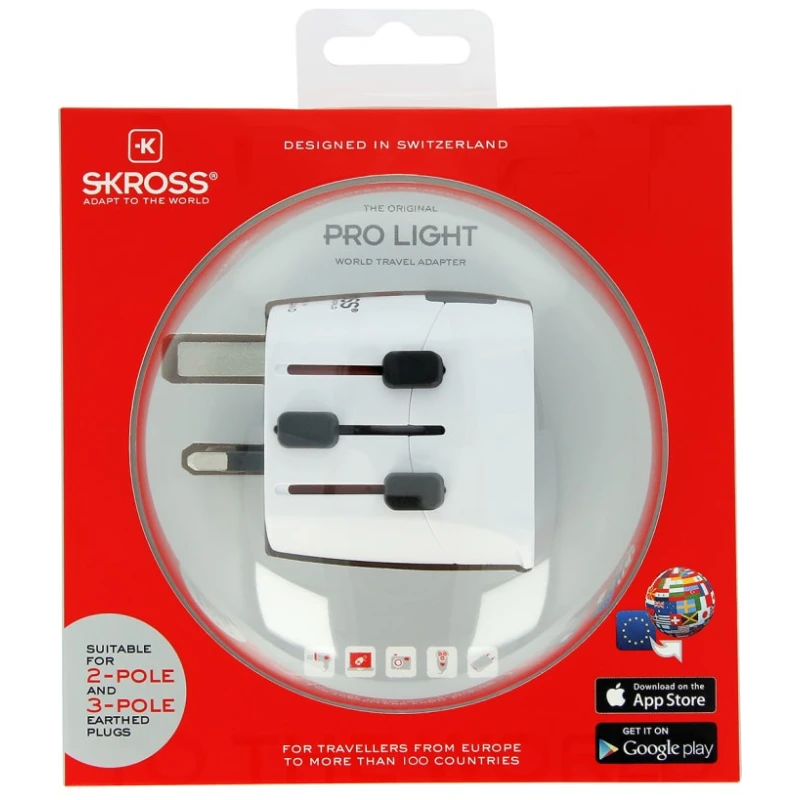 SKROSS Pro Light Schuko to World Travel Adapter 250V 6.3A Multi-Country SKR-0073RS