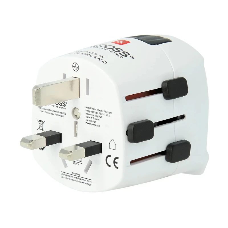 SKROSS Pro Light Schuko to World Travel Adapter 250V 6.3A Multi-Country SKR-0073RS