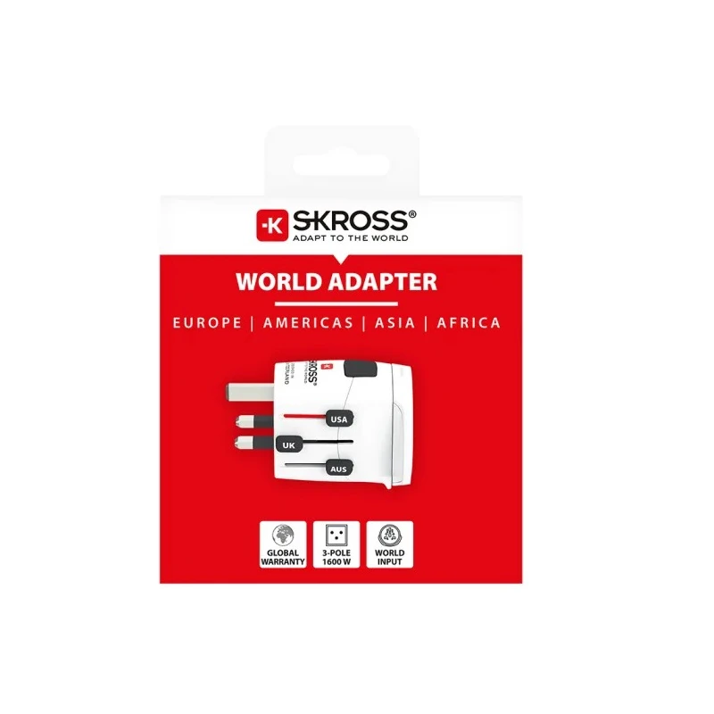 SKROSS Pro Light Schuko to World Travel Adapter 250V 6.3A Multi-Country SKR-0073RS