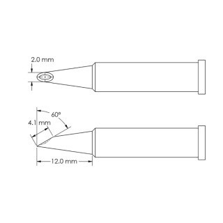 Metcal Soldering Iron Tip, Hoof, 4.1 mm Width, 12 mm Length, 60° Angle, GT6-HF6020V