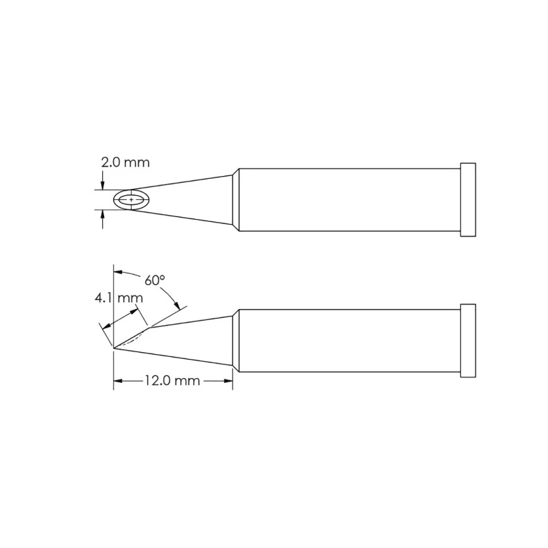 Metcal Soldering Iron Tip, Hoof, 4.1 mm Width, 12 mm Length, 60° Angle, GT6-HF6020V