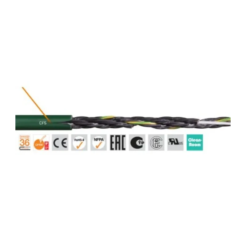 Igus chainflex CF5 Control Cable, 18 Cores, 0.5mm², 20AWG, Unscreened, Polyvinyl Chloride Sheath, Green, 50m CF5.05.18 (50m)