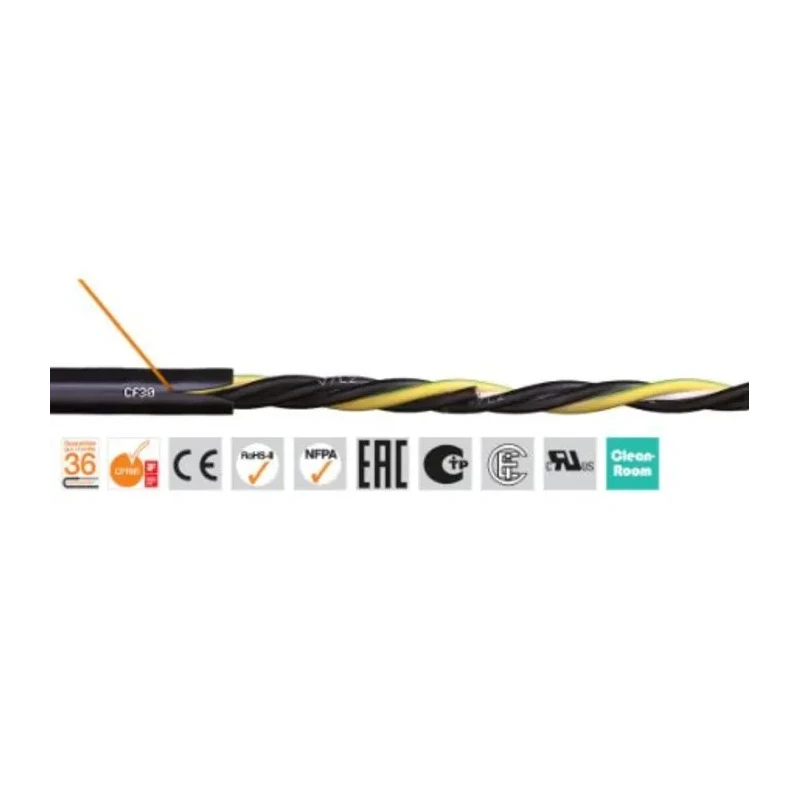 Igus Chainflex 4 Core Power Cable, 1000V/600V, Thermoplastic Elastomer Jacket, 10 m, Stranded Copper, Black CF30