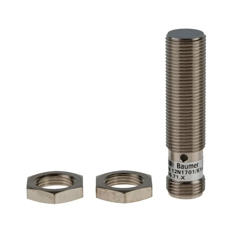 Baumer Threaded Barrel Inductive Proximity Sensor, M12, NPN Output, 30V DC, 4 mm Sensing, Nickel Plated IFRM 12N1701/S14L