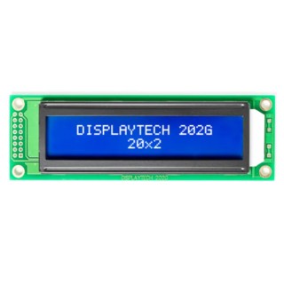 Displaytech Alphanumeric LED LCD Monochrome Display, White on Blue, 20 Characters x 2 Lines 202G CC BC-3LP