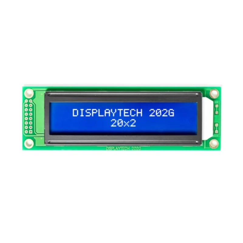 Displaytech Alphanumeric LED LCD Monochrome Display, White on Blue, 20 Characters x 2 Lines 202G CC BC-3LP