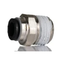 Legris LF3000 Series Pneumatic Push-In Male Adaptor Nickel Plated Brass 1/4 in R Thread, 6mm Tube, 