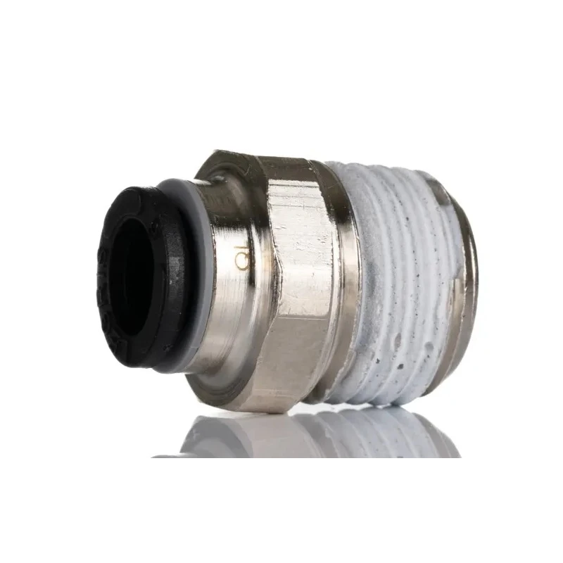 Legris LF3000 Series Pneumatic Push-In Male Adaptor Nickel Plated Brass 1/4 in R Thread, 6mm Tube, 