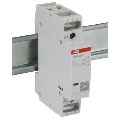 ABB ESB16 Contactor, 2-Pole, 24V AC/DC Coil, 16A, 3.7kW, DIN Rail, Screw Terminal, 250V, Model 