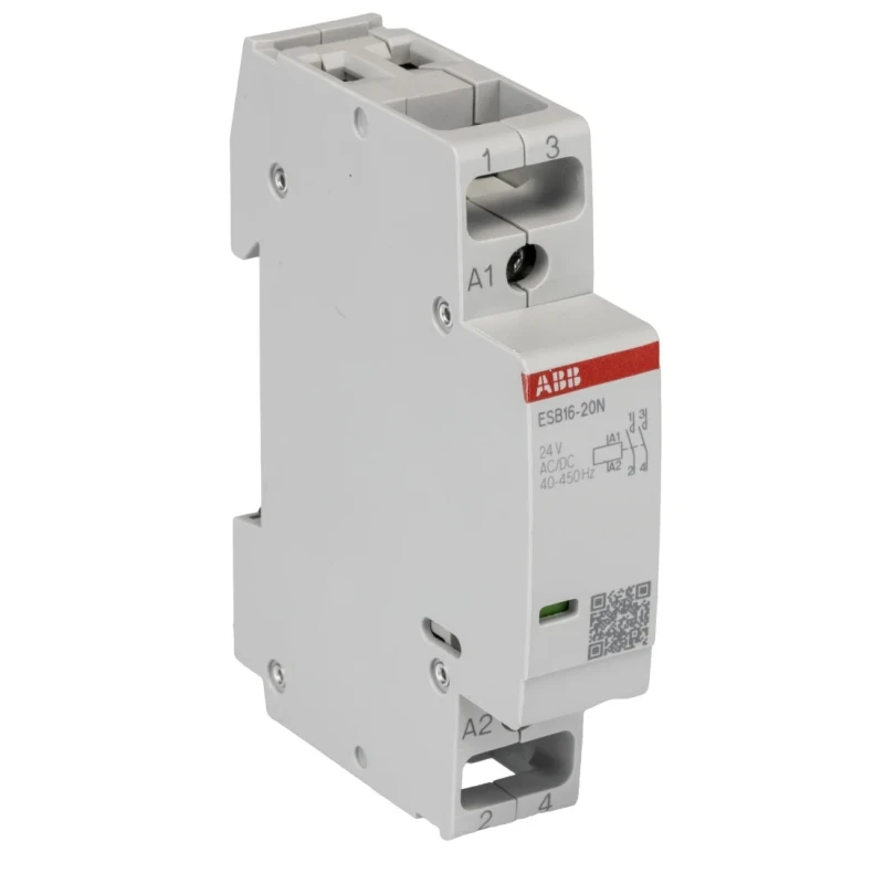ABB ESB16 Contactor, 2-Pole, 24V AC/DC Coil, 16A, 3.7kW, DIN Rail, Screw Terminal, 250V, Model 