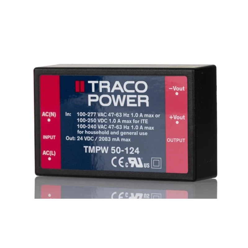 TRACOPOWER Switching Power Supply, 2 Output, 24V DC, 50W, PCB Mount, Compact Module TMPW 50-124