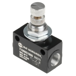 Norgren T1000 Series Uni-Directional Flow Regulator, 1–10 Bar, G1/8 Female Ports, T1000C1800