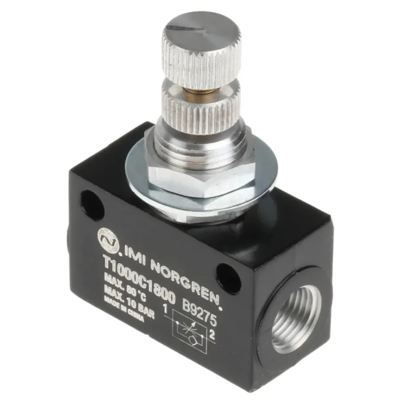 Norgren T1000 Series Uni-Directional Flow Regulator, 1–10 Bar, G1/8 Female Ports, T1000C1800