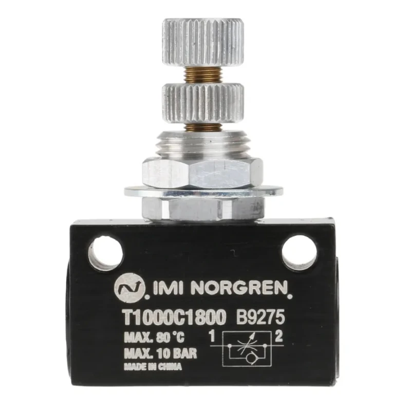 Norgren T1000 Series Uni-Directional Flow Regulator, 1–10 Bar, G1/8 Female Ports, T1000C1800