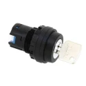 Idec 2-Position Key Switch Head, Spring Return, 22 mm Cutout, IP65 Black Bezel HW1K-21B-N