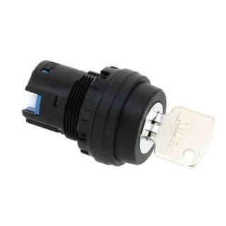 Idec 2-Position Key Switch Head, Spring Return, 22 mm Cutout, IP65 Black Bezel HW1K-21B-N