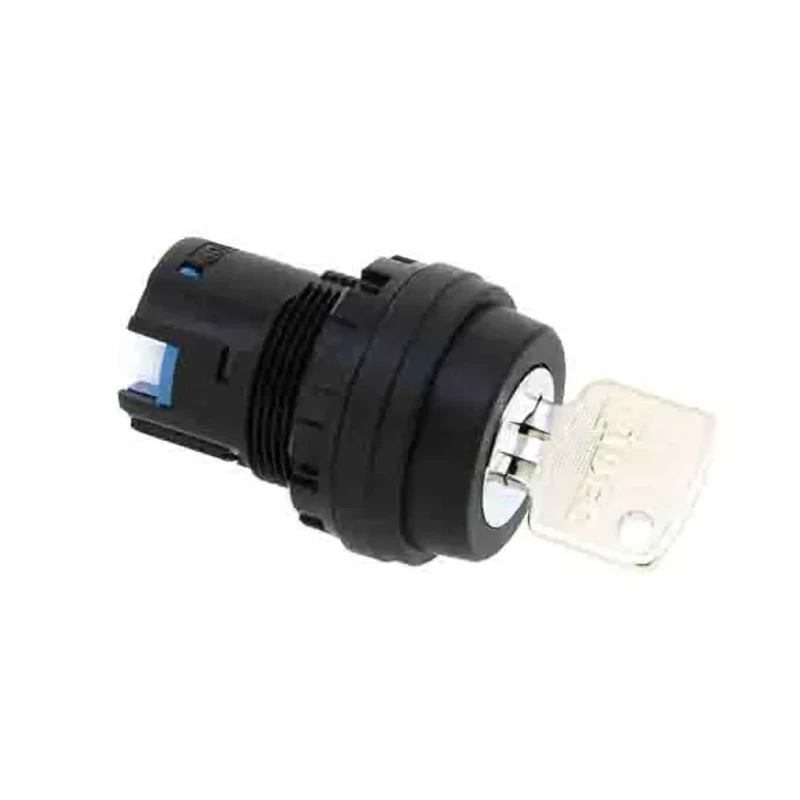 Idec 2-Position Key Switch Head, Spring Return, 22 mm Cutout, IP65 Black Bezel HW1K-21B-N