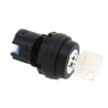 Idec 2-Position Key Switch Head, Spring Return, 22 mm Cutout, IP65 Black Bezel HW1K-21B-N