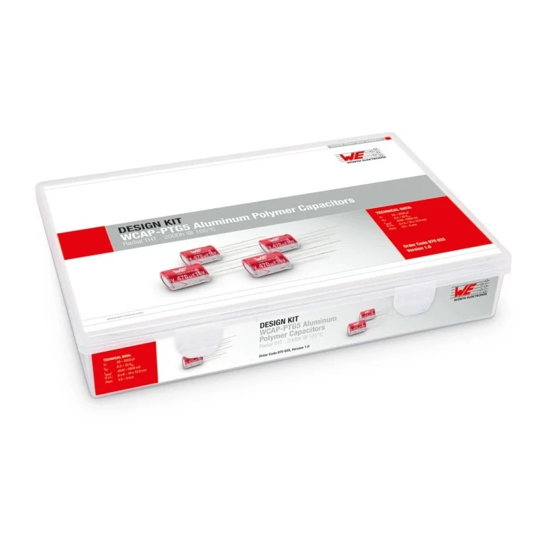 Wurth Elektronik Through Hole Aluminium Polymer Capacitor Kit, 32 Pieces, 6.3–25V, 39–2000μF 870025