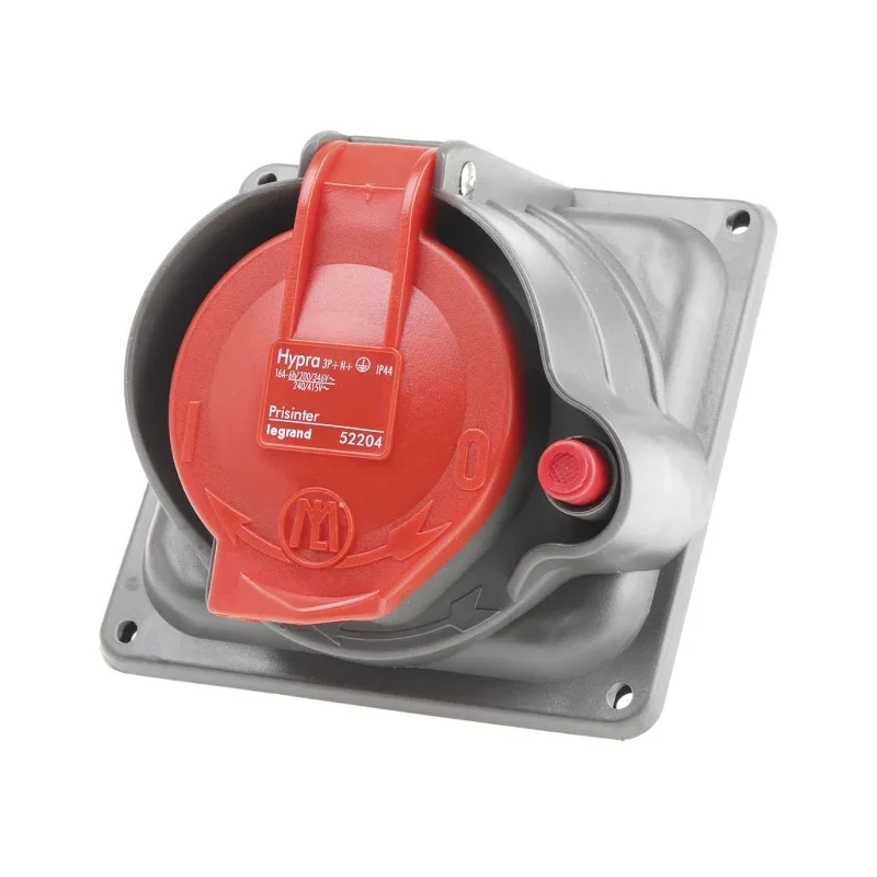 Legrand Switchable Industrial Socket Right Angle Interlock, IP44/IP55, 3+N+E, 16A, 415V, Polymer Body 0 522 04