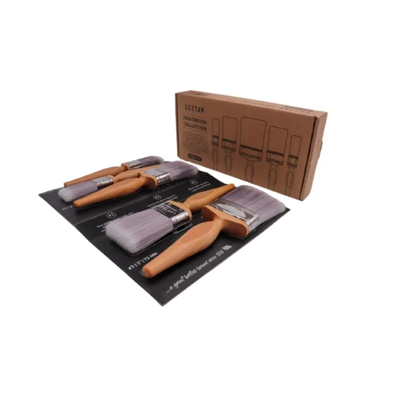 Cottam 76.2 mm Synthetic Paint Brush Set with Flat Bristles, Solid Beech Handles, PPB00320