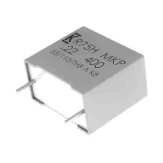 KEMET Polypropylene Film Capacitor, 120 nF, 630V DC, 250V AC, 5% Tolerance, Through Hole R75PI312050H3J
