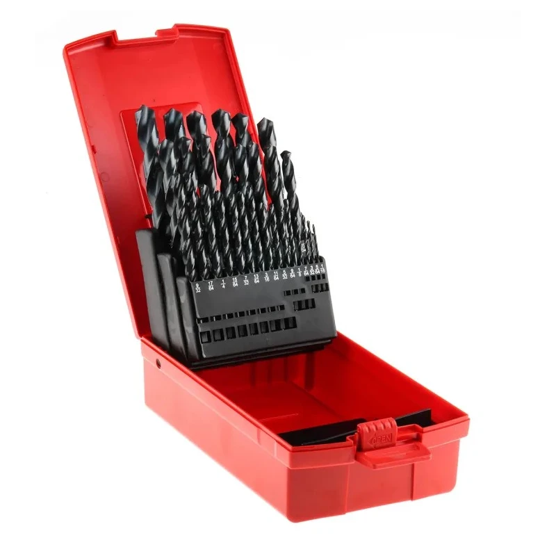 Dormer 29-Piece Twist Drill Bit Set, Multi-Material, HSS, 0.0625–0.5 in, Plastic Case A19018