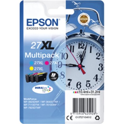 Epson Magenta, Cyan, Yellow Ink Cartridge C13T27154012, 2200 Page Yield, Durabrite Ultra
