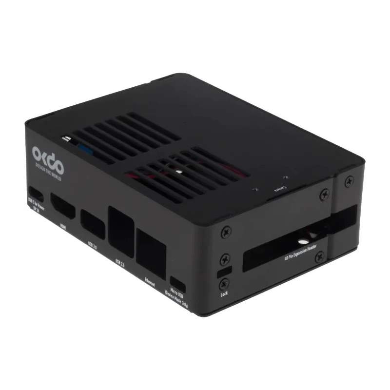 Okdo Jetson Nano 2GB Metal Case, Compact Black Steel, Air-Vent and Port Cutouts 200101