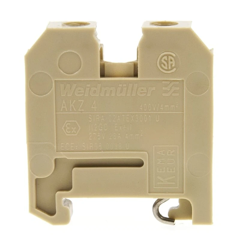 Weidmüller AKZ Series DIN Rail Terminal, Brown, 4mm², 1-Level, Screw, 400V, 41A 0294360000