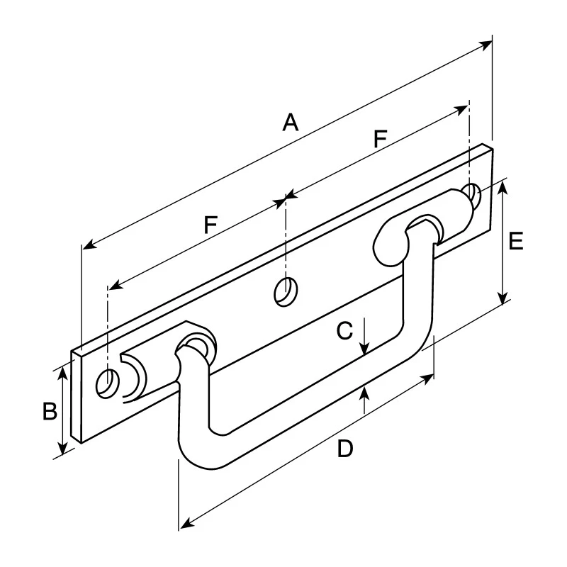 Pinet Steel Arch Handle, 25 mm Height, 2 mm Width, 25 mm Length, Zinc Plated, Drop Handle 826-127