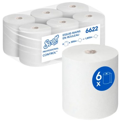 SCOTT Roll Paper Towel 1 Ply, 1800 Sheets, 3000000 x 200 mm, Control Series, FSC Certified 6622