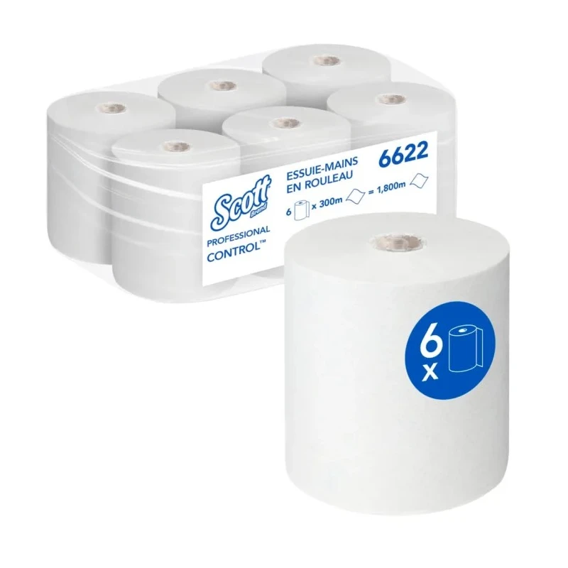 SCOTT Roll Paper Towel 1 Ply, 1800 Sheets, 3000000 x 200 mm, Control Series, FSC Certified 6622