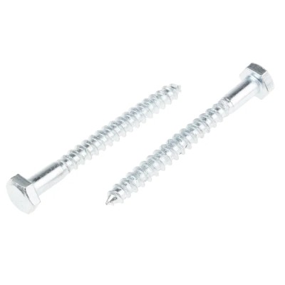 RS PRO Hex Coach Screw Steel Bright Zinc, M6 x 60 mm, DIN 571, 12 mm Thread, 824-913