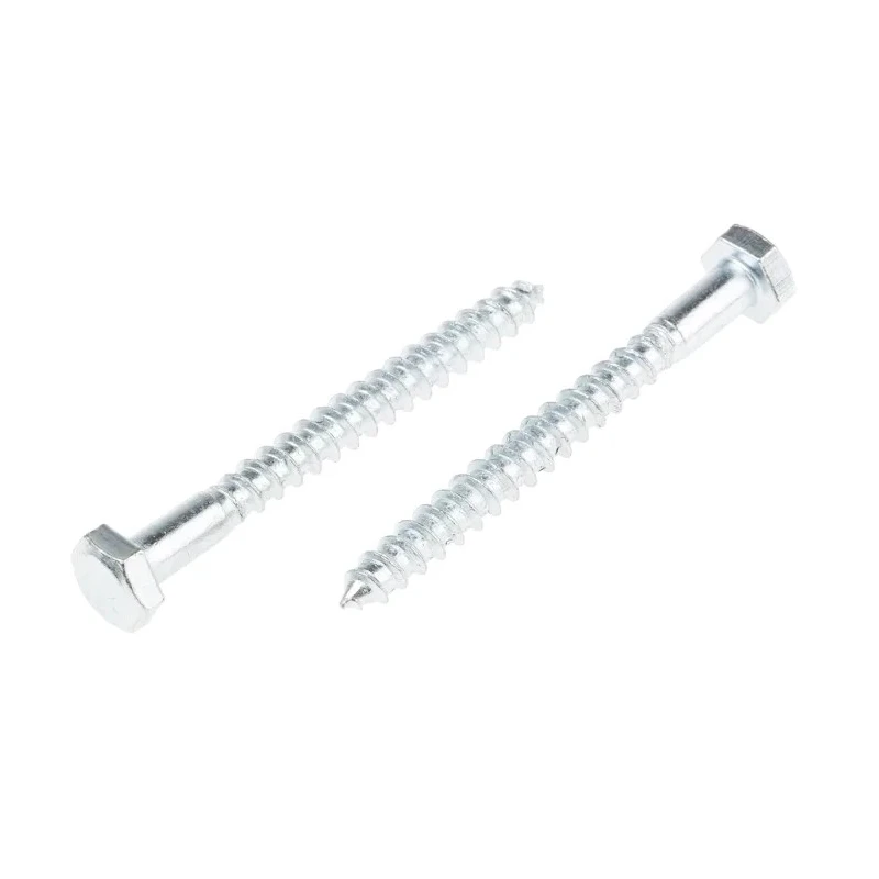 RS PRO Hex Coach Screw Steel Bright Zinc, M6 x 60 mm, DIN 571, 12 mm Thread, 824-913
