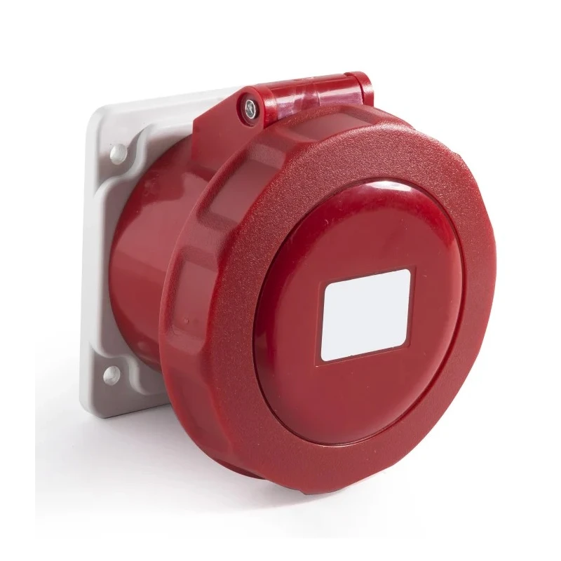 RS PRO Industrial Power Connector, Panel Mount, 32A, 415V, 2P+PE, IP67, Red IP67