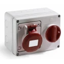 RS PRO Wall Mount Industrial Power Connector, 32A, 400V, Red, 3P+T, IP44