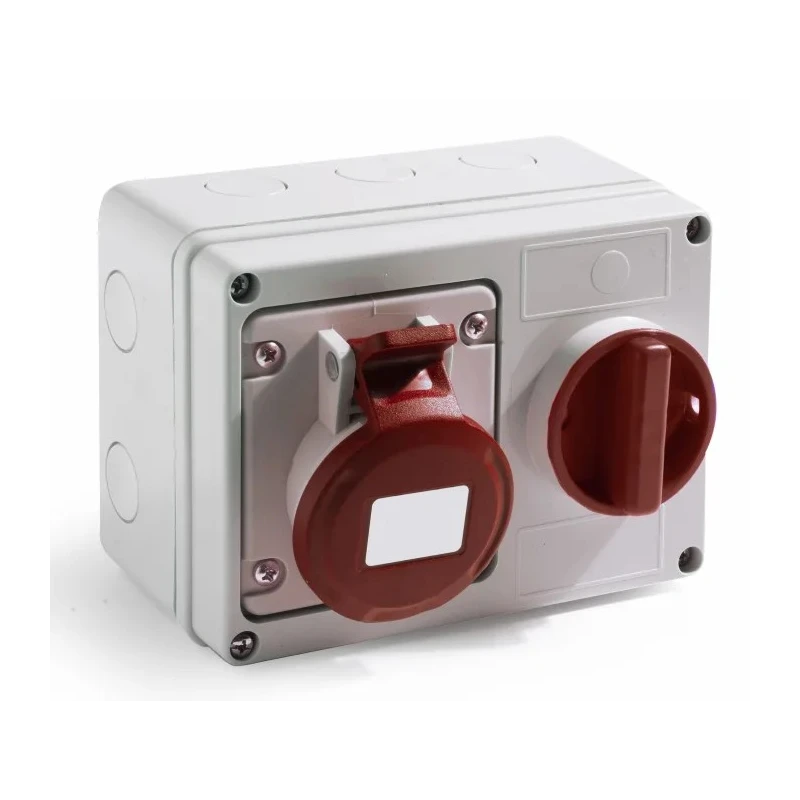 RS PRO Wall Mount Industrial Power Connector, 32A, 400V, Red, 3P+T, IP44